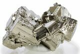 Gleaming Striated Cubic Pyrite Cluster - Peru #341535-1